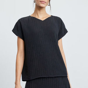 Everlane Black Textured Blouse